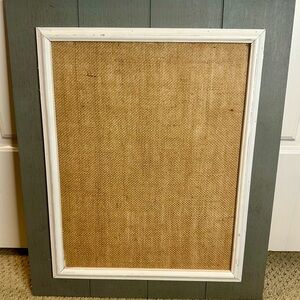 Rustic Burlap Bulletin Board with White Frame